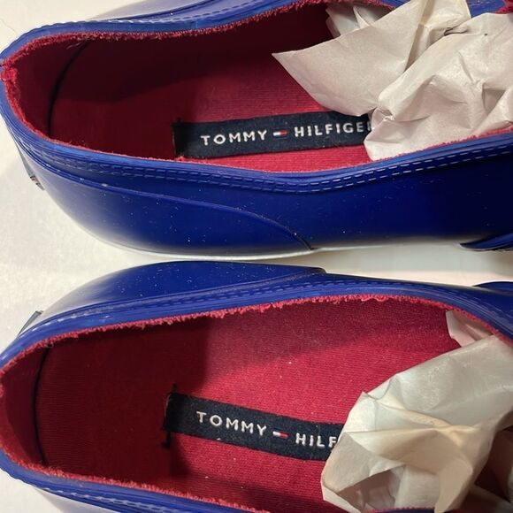 Tommy Hilfiger Mens Typhoon Boat Rain Rubber Blue Slip On Sz 9 - Picture 3 of 9